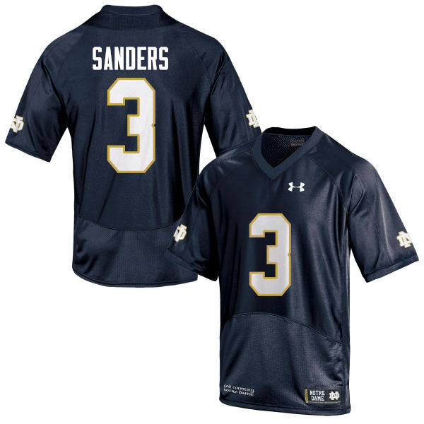 Men's NCAA Notre Dame Fighting Irish #3 C.J. Sanders Stitched College Under Armour Authentic Navy Blue Football Jersey SP10Z51GA